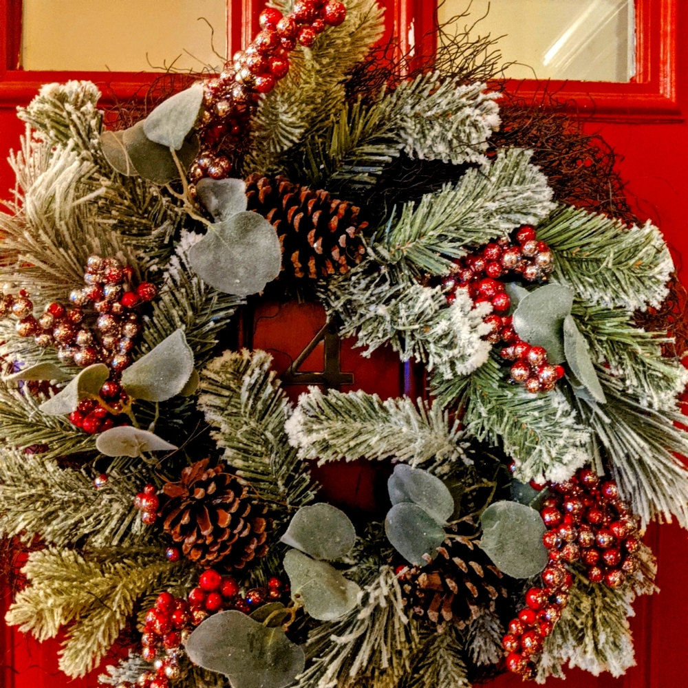 Berries & Pinecones Flocked /Winter Wreath.